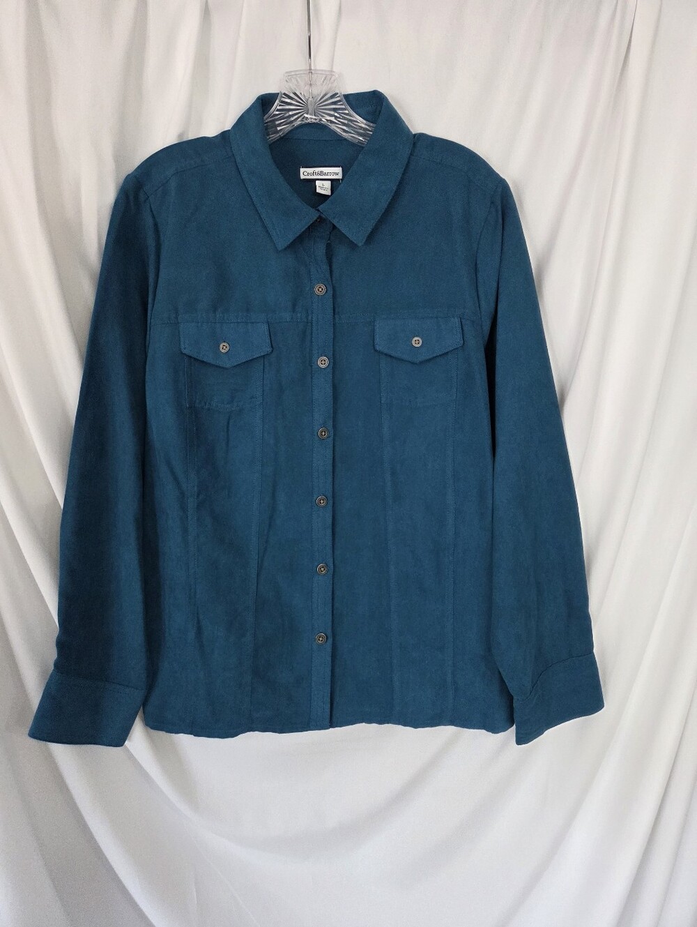 croft & barrow Teal Button-Front Shirt With Pockets Size L